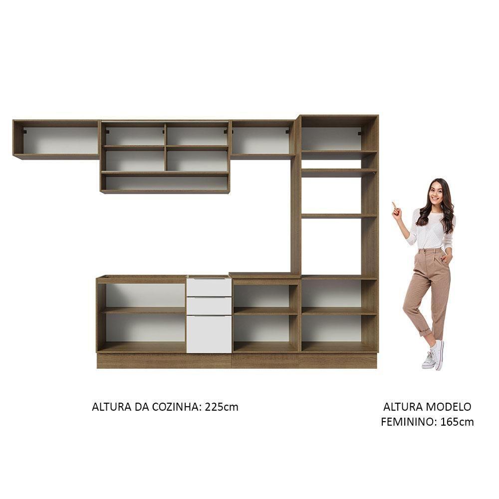 Armário De Cozinha Completa 330cm Rustic/branco Stella Madesa 06 Rustic/branco - 5