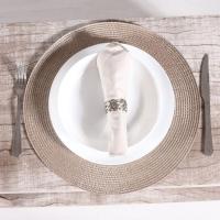 Kit 12 Americano Requinte Liso Para Mesa Redondo 38cm Palha - 2