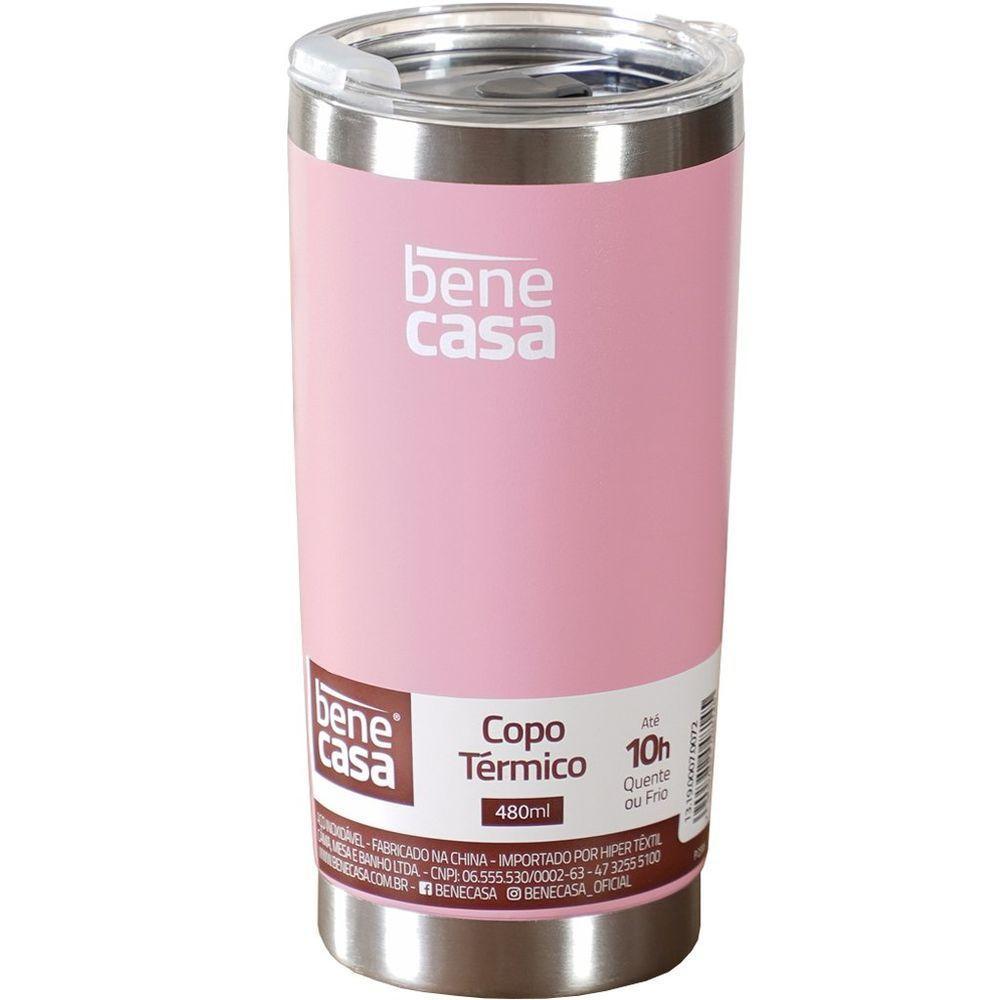 Copo Térmico Para Bebidas 480ml Vedação à Vácuo Rosa - 1