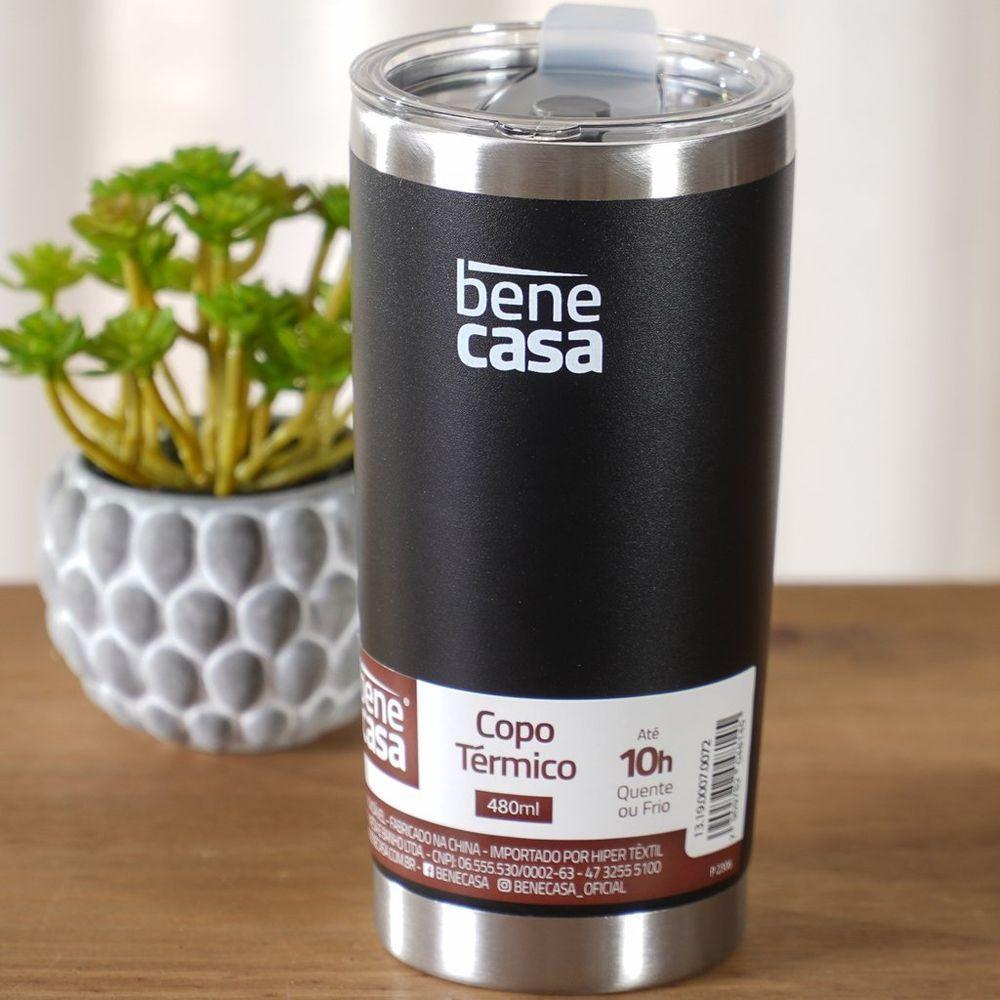 Copo Térmico Para Bebidas 480ml Vedação à Vácuo Preto - 2