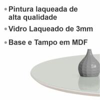Mesa De Apoio Lateral Ou De Canto Para Sofá Monopé C/ Vidro Cor Off White - 3