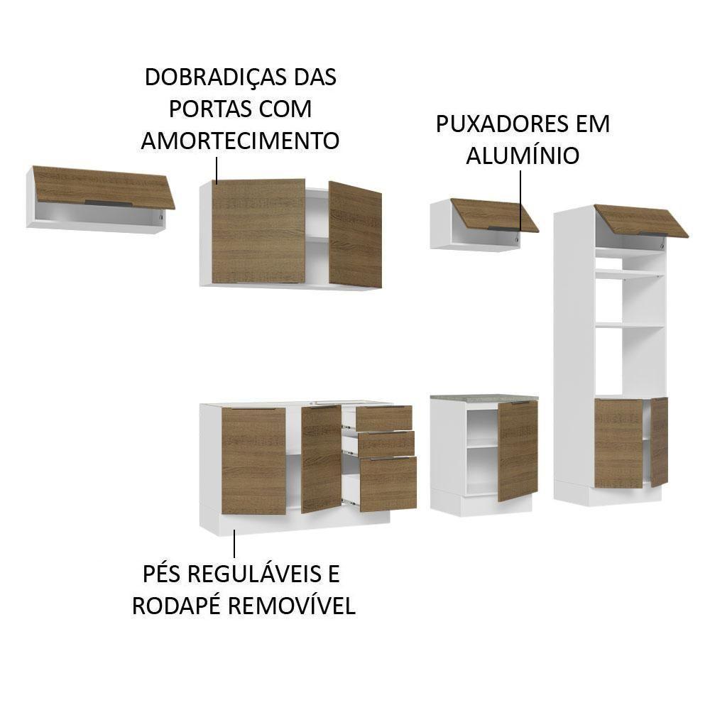 Armário De Cozinha Completa 330cm Branco/rustic Stella Madesa 05 Branco/rustic - 9