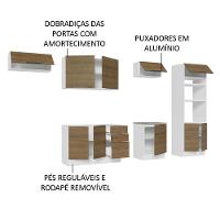 Armário De Cozinha Completa 330cm Branco/rustic Stella Madesa 05 Branco/rustic - 9