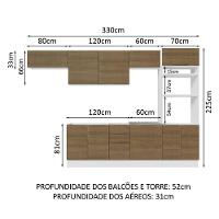 Armário De Cozinha Completa 330cm Branco/rustic Stella Madesa 05 Branco/rustic - 10