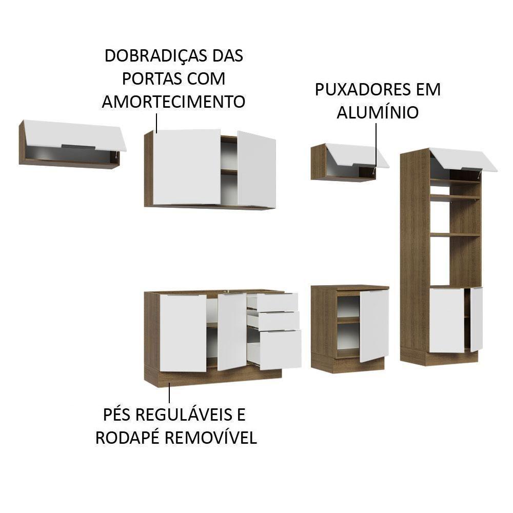 Armário De Cozinha Completa 330cm Rustic/branco Stella Madesa 05 Rustic/branco - 9