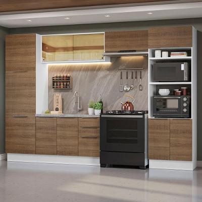 Armário de Cozinha Completa Stella 11 Portas 3 Gavetas MDF 330cm Branco Rustic