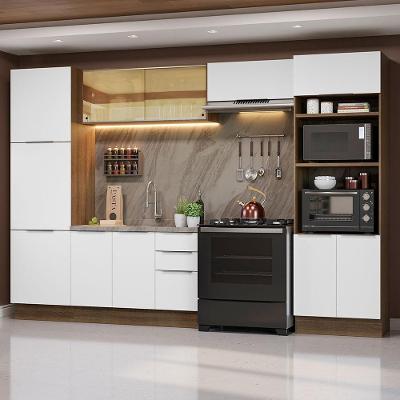 Armário de Cozinha Completa Stella 11 Portas 3 Gavetas MDF 330cm Rustic Texturizado