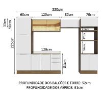 Armário De Cozinha Completa 330cm Rustic/branco Stella Madesa 07 Rustic/branco - 8
