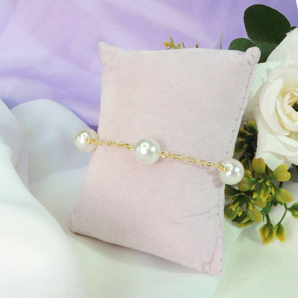 Pulseira De Pérolas Grandes Folheado Em Ouro 18k - 2