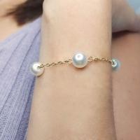 Pulseira De Pérolas Grandes Folheado Em Ouro 18k - 3