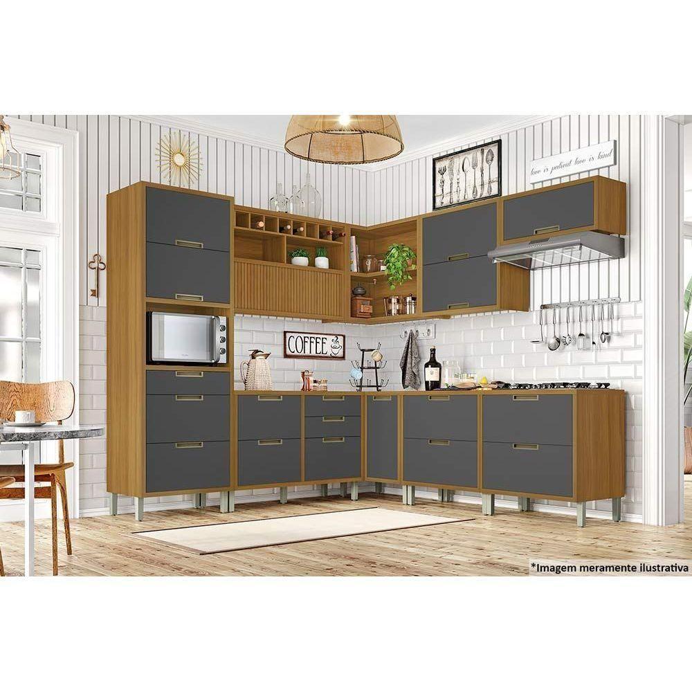 Armário Aéreo p/ Cozinha Imperatriz c/ 2 Portas Basculante 80cm Freijo/Off White - Nesher - 3