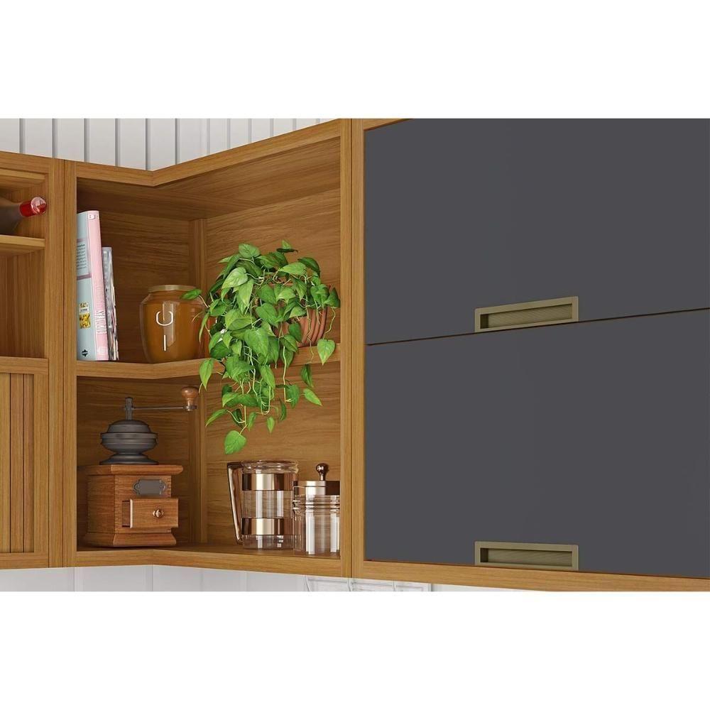 Armário Aéreo p/ Cozinha Imperatriz c/ 2 Portas Basculante 80cm Freijo/Off White - Nesher - 4