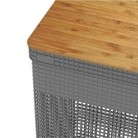 Cesto De Roupas Com Tampa De Bambu Grid Ou 49 Litros Cor:chumbo
