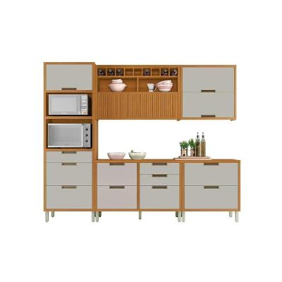 Kit de Cozinha Completa Imperatriz 6 Portas 5 Gavetas MDP 120cm Off White e Freijo