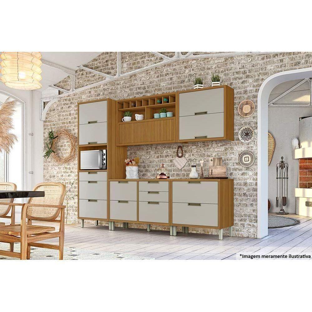 Cozinha Completa Imperatriz 5 Peças (2 Balcões + 2 Aéreos+ 1 Paneleiro) C5p28 Freijo/off White - Nesher - 2