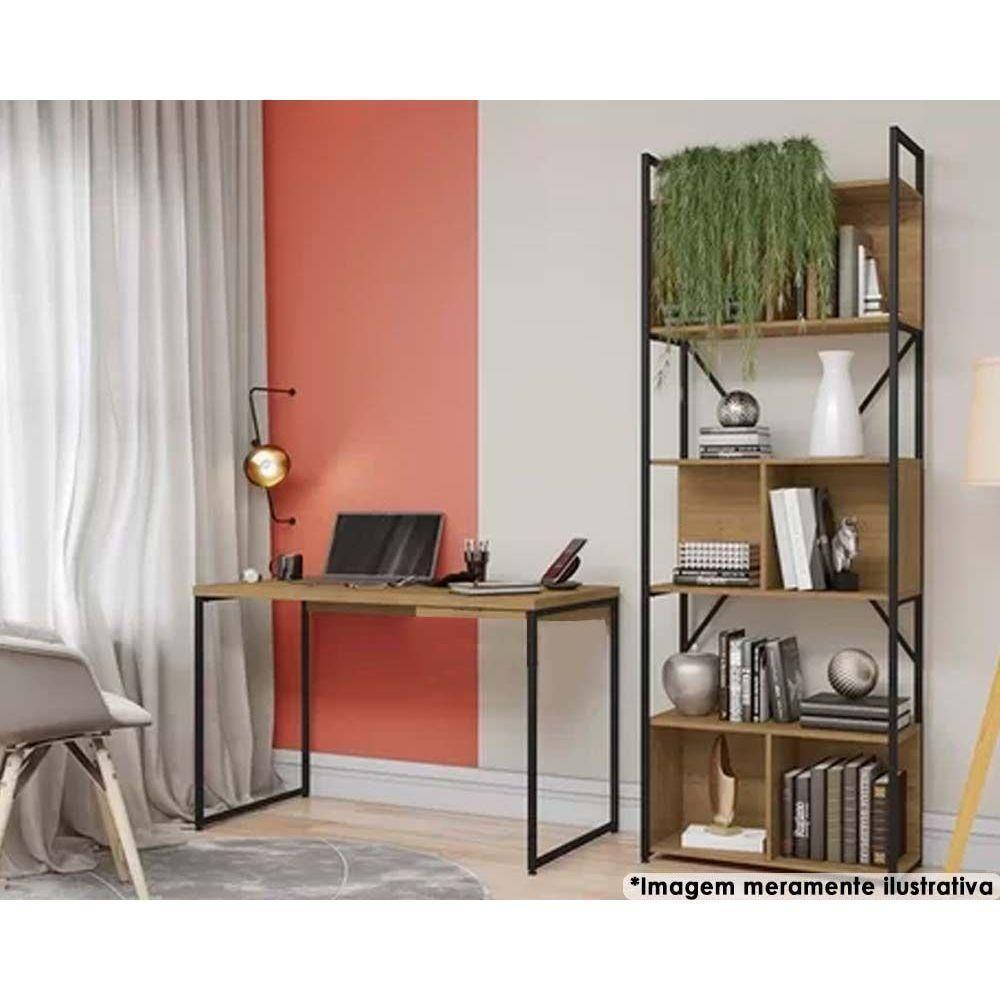 Escritório Completo Industrial (1 Escrivaninha, 1 Estante) 2 Peças Freijó - Kappesberg - 1