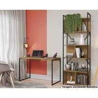 Escritório Completo Industrial (1 Escrivaninha, 1 Estante) 2 Peças Freijó - Kappesberg - 1