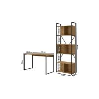 Escritório Completo Industrial (1 Escrivaninha, 1 Estante) 2 Peças Freijó - Kappesberg - 2