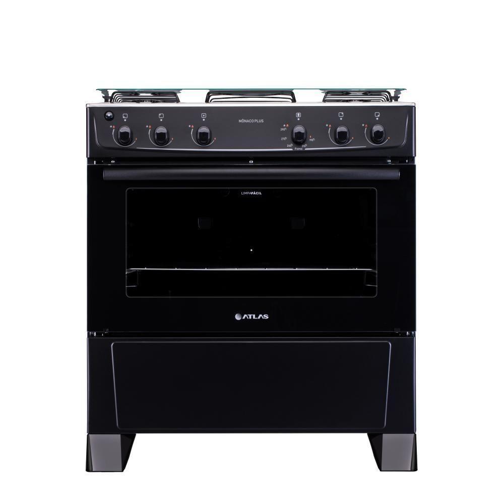 Fogão 5 Bocas Atlas Mônaco Plus Preto com Acendimento Automático e Mesa Inox Bivolt - 2