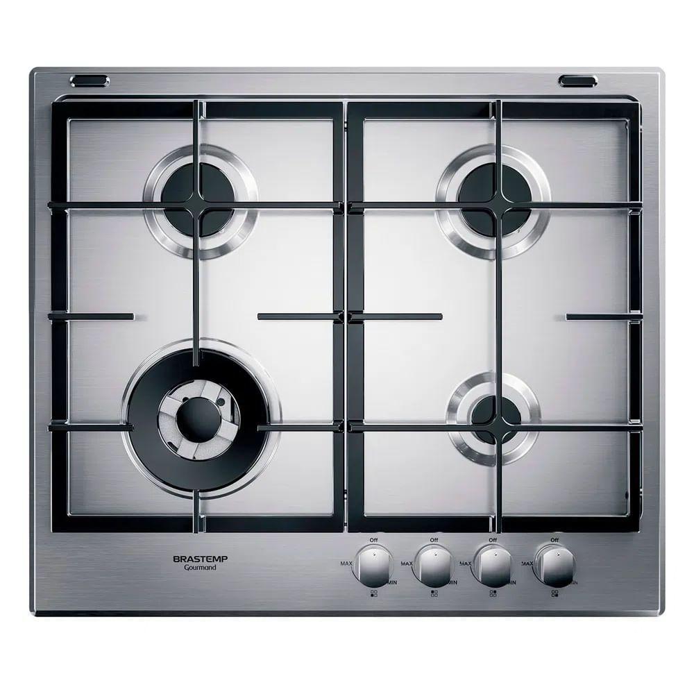 Cooktop à Gás Brastemp Gourmand 60cm 4 Queimadores Inox 220V - 1