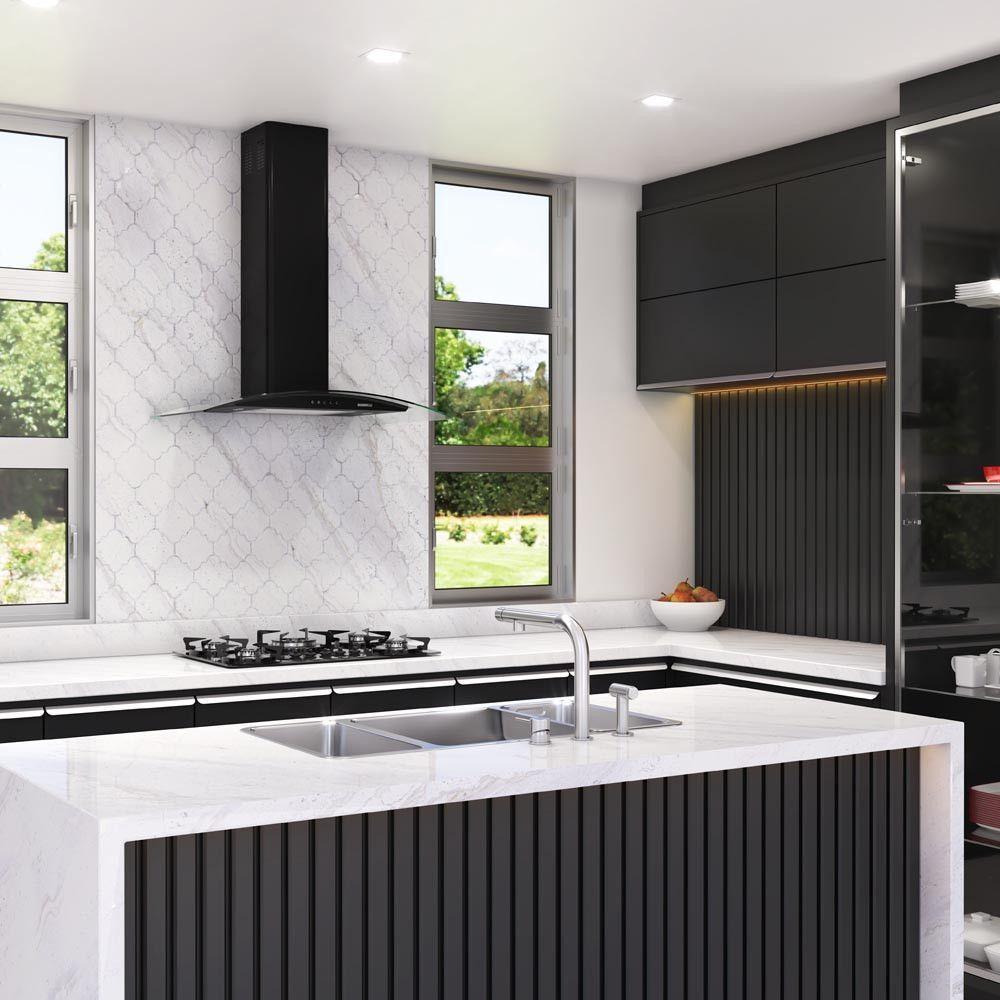 Coifa De Parede Clean Vidro Curvo Black 80cm Preto 110v - 7