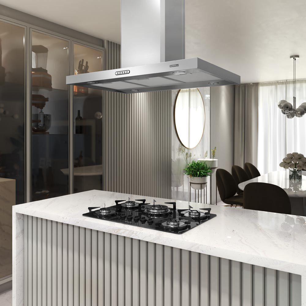 Coifa Ilha Retangular 90Cm 3 Velocidades Inox Inox 110V - 7