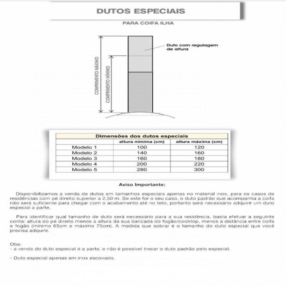 Coifa Ilha Retangular 90Cm 3 Velocidades Inox Inox 220V - 3