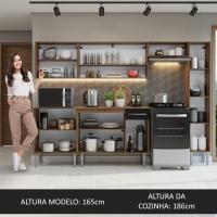 Armário De Cozinha Compacta 261 Cm Rustic/preto Emilly Madesa 09 Rustic/preto - 2