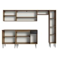 Armário De Cozinha Compacta 261 Cm Rustic/preto Emilly Madesa 09 Rustic/preto - 3