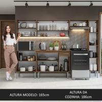 Armário De Cozinha Compacta 261 Cm Rustic/cinza Emilly Madesa 09 Rustic/cinza - 3