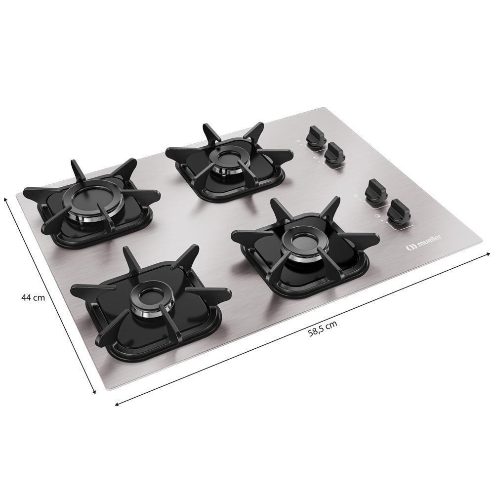 Cooktop Mueller 4 Bocas De Alumínio Com Queimador Ultra Chama Mcg4bk - 6
