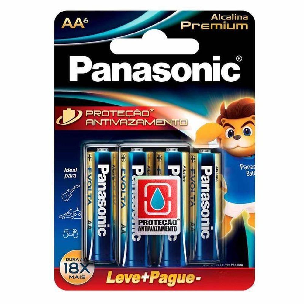 Pilha Alcalina Premium Panasonic Aa Pequena 06 Unidades Lr6egr-6b96 [f108] - 1