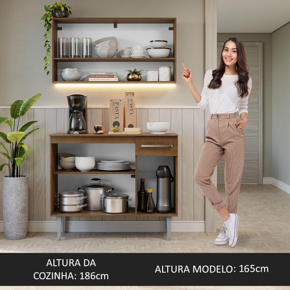 Armário De Cozinha Compacta 105cm Rustic/cinza Emilly Madesa 03 Rustic/cinza - 2
