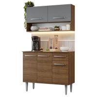 Armário De Cozinha Compacta 105cm Rustic/cinza Emilly Madesa 03 Rustic/cinza - 6