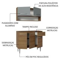 Armário De Cozinha Compacta 105cm Rustic/cinza Emilly Madesa 03 Rustic/cinza - 8