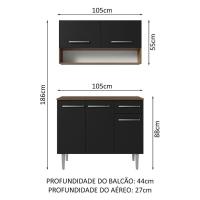 Armário De Cozinha Compacta 105cm Rustic/preto Emilly Madesa 03 Rustic/preto - 5