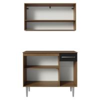 Armário De Cozinha Compacta 105cm Rustic/preto Emilly Madesa 03 Rustic/preto - 10