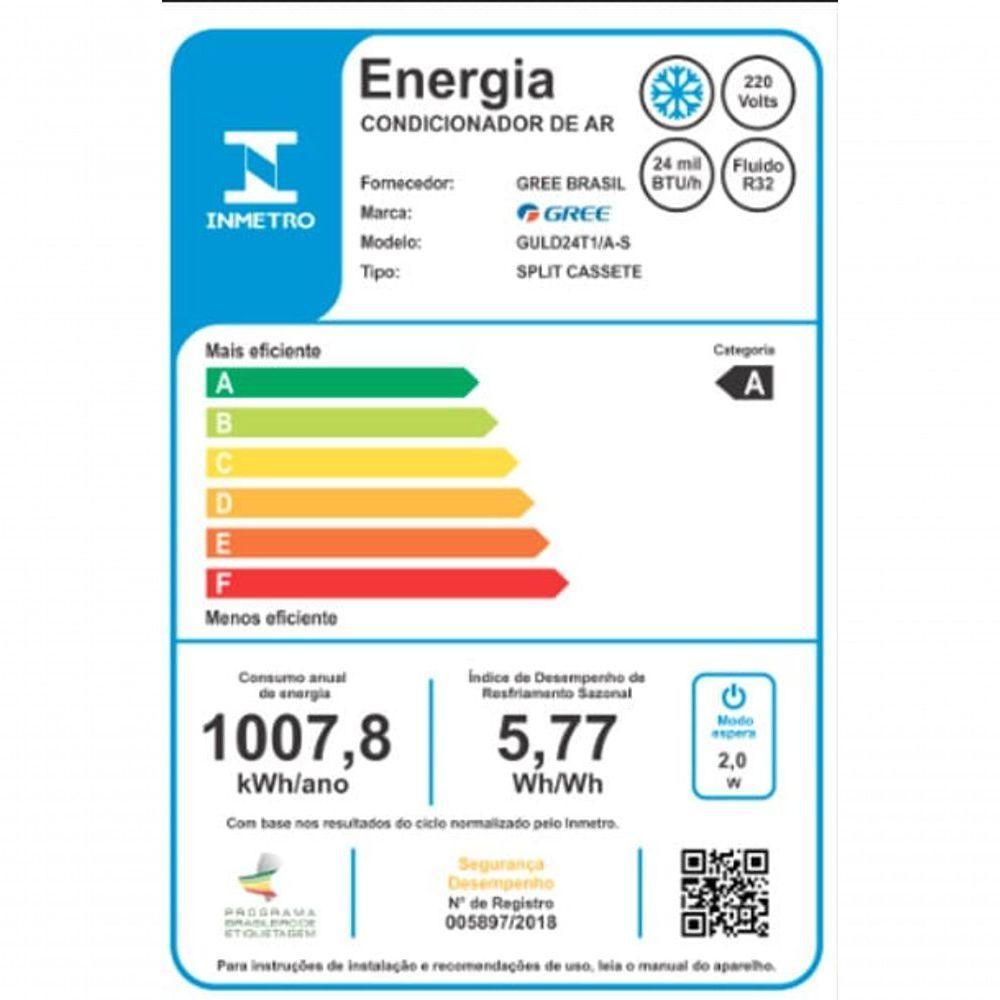 Ar Condicionado Split Inverter Cassete Gree G-prime Compact 24.000 Btus R32 Frio 220v - 3