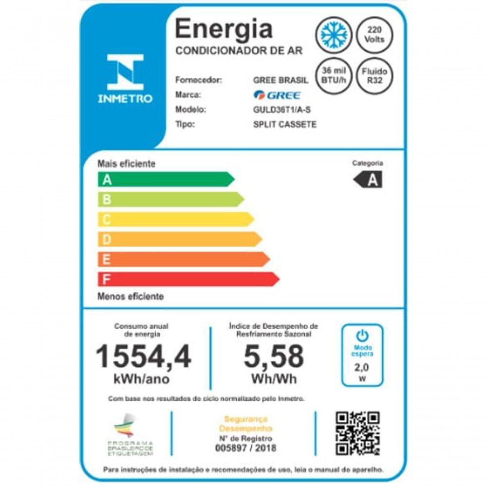 Ar Condicionado Split Inverter Cassete Gree G-prime Compact 36.000 Btus R32 Frio 220v - 2