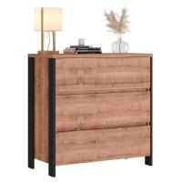 Cômoda 3 Gavetas Estilo Industrial Chess F04 Preto/solanum - 1