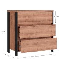 Cômoda 3 Gavetas Estilo Industrial Chess F04 Preto/solanum - 2