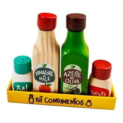 Brincando De Comidinhas - Kit Condimentos - Madeira - 401 - New Art