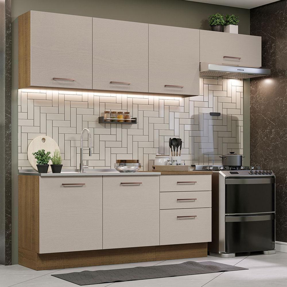 Armário De Cozinha Completa 260cm Rustic/crema Agata Madesa 02 Rustic/crema - 1