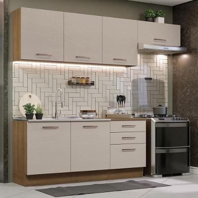 Armário de Cozinha Completa Agata 6 Portas 3 Gavetas MDF 260cm Rustic com Corrediças Telescópicas