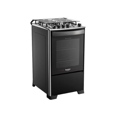 Fogão de Piso 4 Bocas a Gás Dako Magister Mesa Inox Acendimento Automático Preto Bivolt