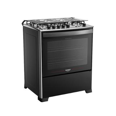 Fogão de Piso 5 Bocas a Gás Dako Magister Mesa Inox Automático Preto Bivolt