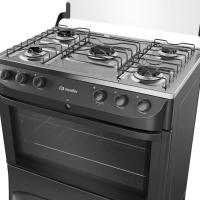 Fogão Mueller 5 Bocas Preto Fosco Com Mesa De Inox E Acendimento Mfi5bb Preto Fosco - 3