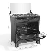 Fogão Mueller 5 Bocas Preto Fosco Com Mesa De Inox E Acendimento Mfi5bb Preto Fosco