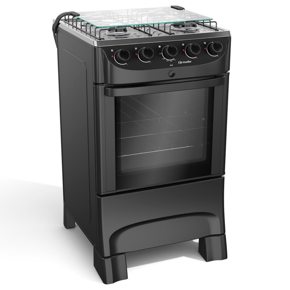 Fogão Mueller 4 Bocas Branco Com Acendimento Automático Mfi4bb Preto Fosco - 4