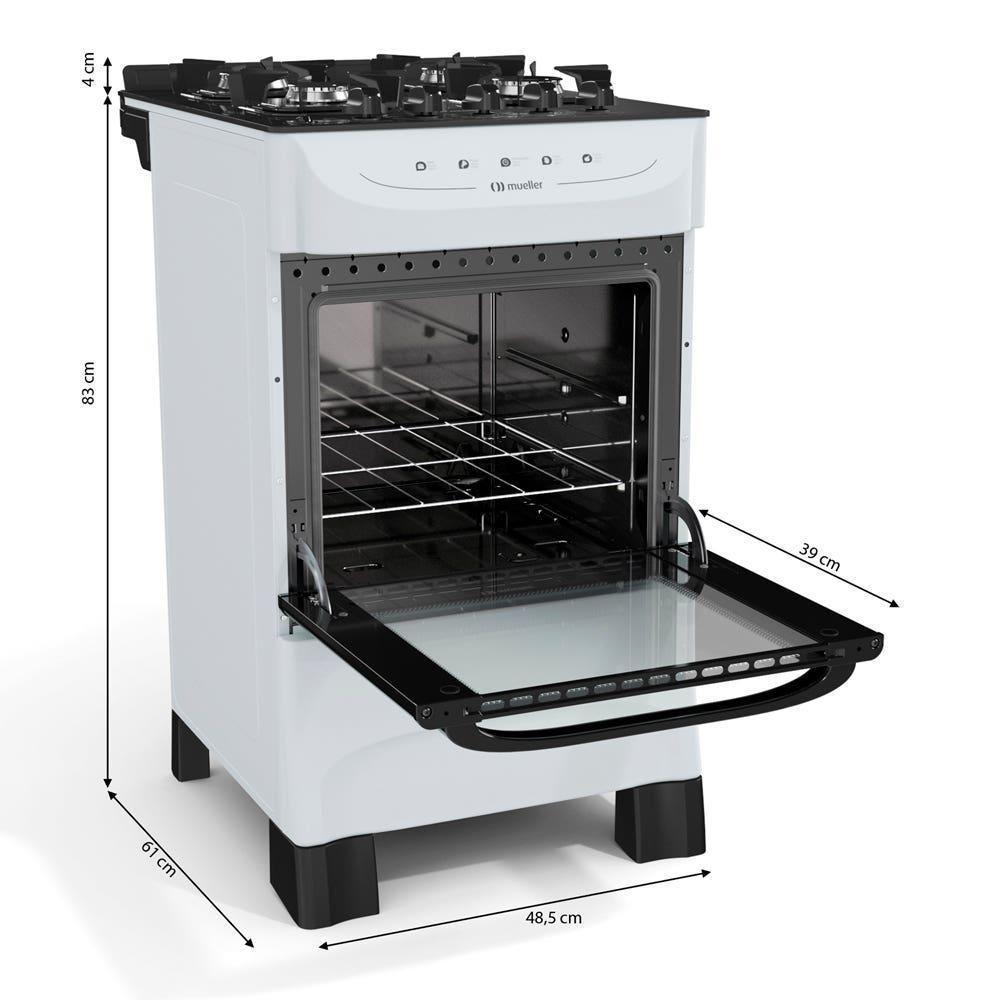 Fogão Mueller Branco 4 Bocas Com Mesa De Vidro E Acendimento Mfv4bb - 7